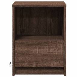 Berkfield Home Stylish Bedside Cabinet with LED Lights Brown Oak Engineered Wood - thumbnail 6