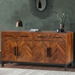 Jaipur Furniture Ltd Parquet Large 170 cm Sideboard - Mango Wood/Iron - L40 x W170 x H80 cm - PP Finish in Brown - thumbnail 9
