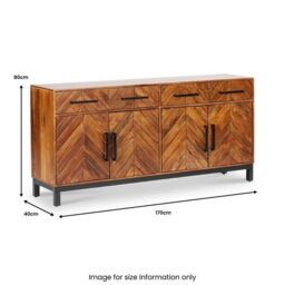 Jaipur Furniture Ltd Parquet Large 170 cm Sideboard - Mango Wood/Iron - L40 x W170 x H80 cm - PP Finish in Brown - thumbnail 8
