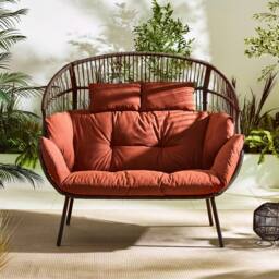 FurnitureboxUK Egg Outdoor Garden Double Chair in Terracotta - thumbnail 2