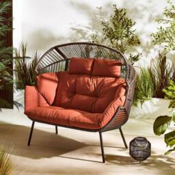 FurnitureboxUK Egg Outdoor Garden Double Chair in Terracotta - thumbnail 1