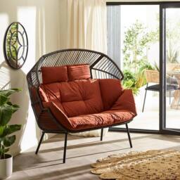 FurnitureboxUK Egg Outdoor Garden Double Chair in Terracotta - thumbnail 6