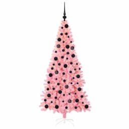 Berkfield Home Lush Christmas Tree with 300 LEDs with Stand Pink 180 cm PVC