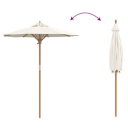 Berkfield Home Cream White Garden Umbrella 180x230 cm Bamboo - thumbnail 6
