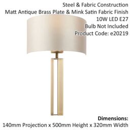Loops 2 PACK Antique Brass Slotted Wall Light & Mink Satin Half Shade - Dimmable in Metallics - thumbnail 2