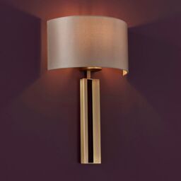 Loops 2 PACK Antique Brass Slotted Wall Light & Mink Satin Half Shade - Dimmable in Metallics - thumbnail 3