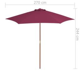 Berkfield Home Outdoor Parasol with Wooden Pole 270 cm Bordeaux Red in Wine - thumbnail 6