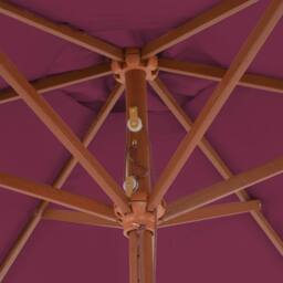 Berkfield Home Outdoor Parasol with Wooden Pole 270 cm Bordeaux Red in Wine - thumbnail 5