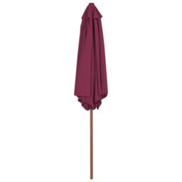 Berkfield Home Outdoor Parasol with Wooden Pole 270 cm Bordeaux Red in Wine - thumbnail 3