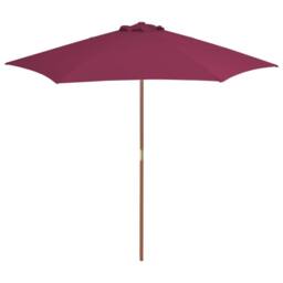 Berkfield Home Outdoor Parasol with Wooden Pole 270 cm Bordeaux Red in Wine - thumbnail 2