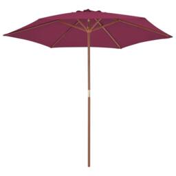 Berkfield Home Outdoor Parasol with Wooden Pole 270 cm Bordeaux Red in Wine - thumbnail 1