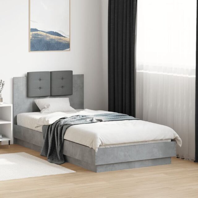 Berkfield Home Bed Frame without Mattress Concrete Grey 90x190 cm Single - image 1