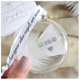 Amaya Rose Ltd In Memory of Grandad Feather Round Bauble Gift Boxed. Memorial Décor in Clear - thumbnail 2