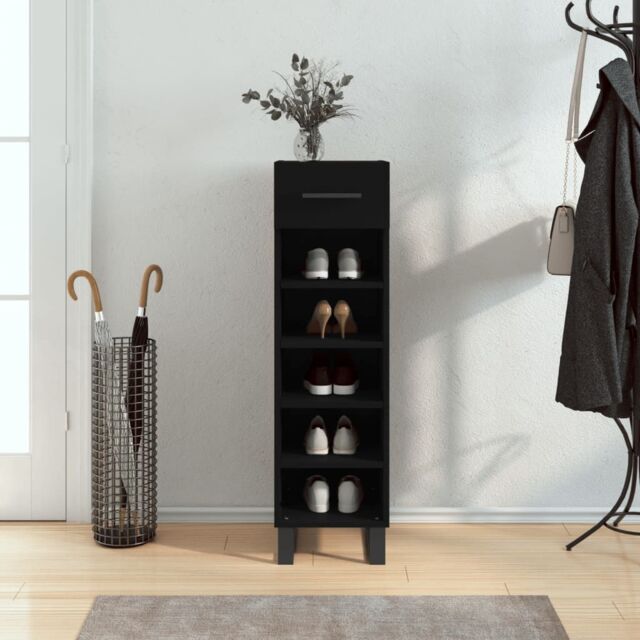 Berkfield Home Shoe Cabinet Black 30x35x105 cm Engineered Wood - Size: 30 x 35 x 105 cm - image 1