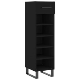Berkfield Home Shoe Cabinet Black 30x35x105 cm Engineered Wood - Size: 30 x 35 x 105 cm - thumbnail 2