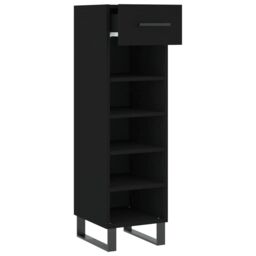 Berkfield Home Shoe Cabinet Black 30x35x105 cm Engineered Wood - Size: 30 x 35 x 105 cm - thumbnail 5