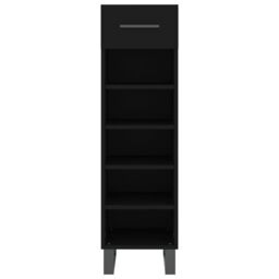 Berkfield Home Shoe Cabinet Black 30x35x105 cm Engineered Wood - Size: 30 x 35 x 105 cm - thumbnail 6