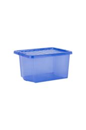Wham Crystal 5 x 28L Stackable Plastic Storage Boxes with Lids in Blue - thumbnail 2