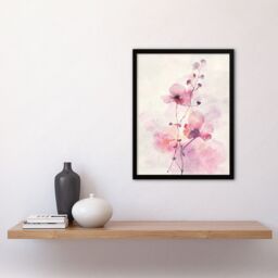 "Artery8 Purple Geranium Flower Pastel Modern Watercolour Framed Art Print in Pink - Size: W12"" x H16""" - thumbnail 4