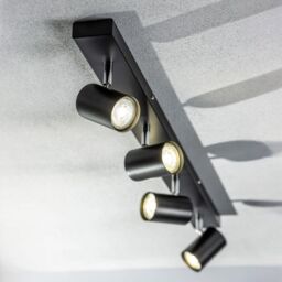 CGC Lighting 'Veneto' Black GU10 Ceiling Spotlight Four Head Adjustable Bar Light - thumbnail 1