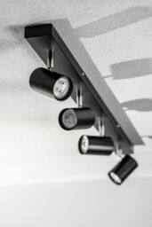 CGC Lighting 'Veneto' Black GU10 Ceiling Spotlight Four Head Adjustable Bar Light - thumbnail 3