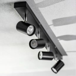 CGC Lighting 'Veneto' Black GU10 Ceiling Spotlight Four Head Adjustable Bar Light - thumbnail 5