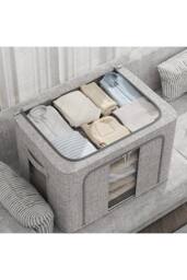 Living and Home 100/66/24 L Metal Frame Storage Box Wardrobe Storage Basket Baby Clothing Storage Box in Grey - Size: Large - thumbnail 2