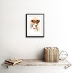 "Artery8 Wall Art Print Dog Jack Russell Watercolour Art Framed 9x7 inch in Black - Size: W7"" x H9""" - thumbnail 2