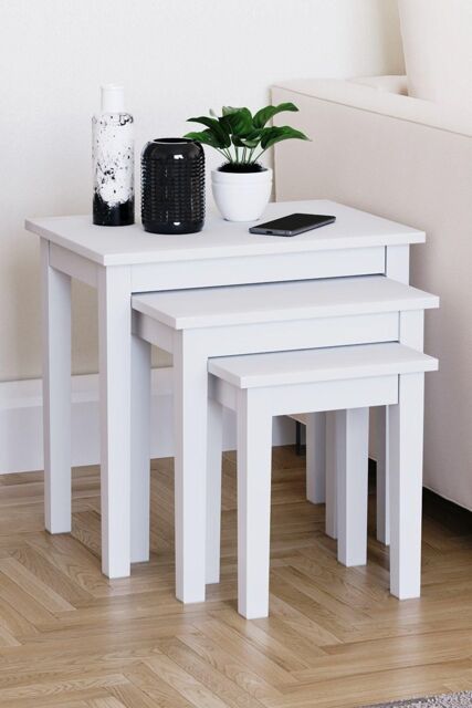 Home Discount Vida Designs Yorkshire Nest of 3 Tables Coffee Side Tables in White - image 1