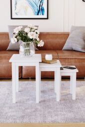 Home Discount Vida Designs Yorkshire Nest of 3 Tables Coffee Side Tables in White - thumbnail 3