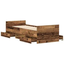 Berkfield Home Full Bed Frame without Mattress Old Wood 100x200cm Engineered Wood in Brown - Size: 100x200 cm - thumbnail 5
