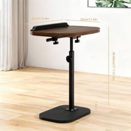 FLAVORA Adjustable C-Shaped Black Walnut Sofa Side Table for Coffee Laptop in Brown - thumbnail 2
