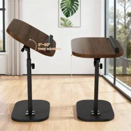 FLAVORA Adjustable C-Shaped Black Walnut Sofa Side Table for Coffee Laptop in Brown - thumbnail 5
