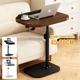 FLAVORA Adjustable C-Shaped Black Walnut Sofa Side Table for Coffee Laptop in Brown - thumbnail 6