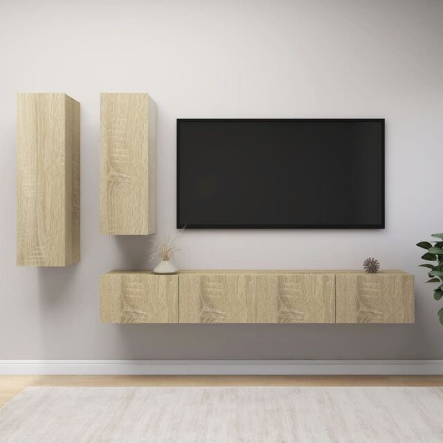 Berkfield Home 4 Piece TV Cabinet Set Sonoma Oak Engineered Wood in Brown - image 1