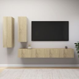 Berkfield Home 4 Piece TV Cabinet Set Sonoma Oak Engineered Wood in Brown - thumbnail 1