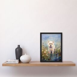 "Artery8 West Highland Terrier Claude Monet Style Dog Oil Painting Pastel Colour Portrait Art Print Framed Poster Wall Decor - Size: W12"" x H16""" - thumbnail 4