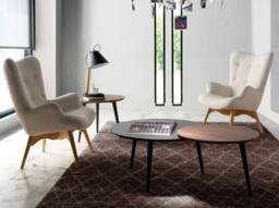 Angel Cerda Beige Fabric Armchair with Ash Wood Legs - thumbnail 3