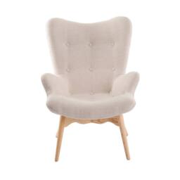 Angel Cerda Beige Fabric Armchair with Ash Wood Legs - thumbnail 2