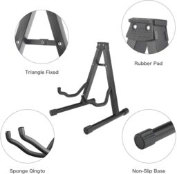 Xample Guitar Floor Stand Holder A Frame Universal Fits Acoustic Electric Bass Stand UK in Black - thumbnail 9