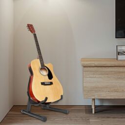 Xample Guitar Floor Stand Holder A Frame Universal Fits Acoustic Electric Bass Stand UK in Black - thumbnail 3