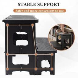 EONLION Folding Double Step Stool Heavy Duty Non-Slips in Black - thumbnail 5