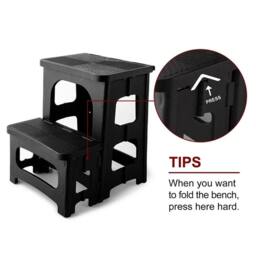EONLION Folding Double Step Stool Heavy Duty Non-Slips in Black - thumbnail 4
