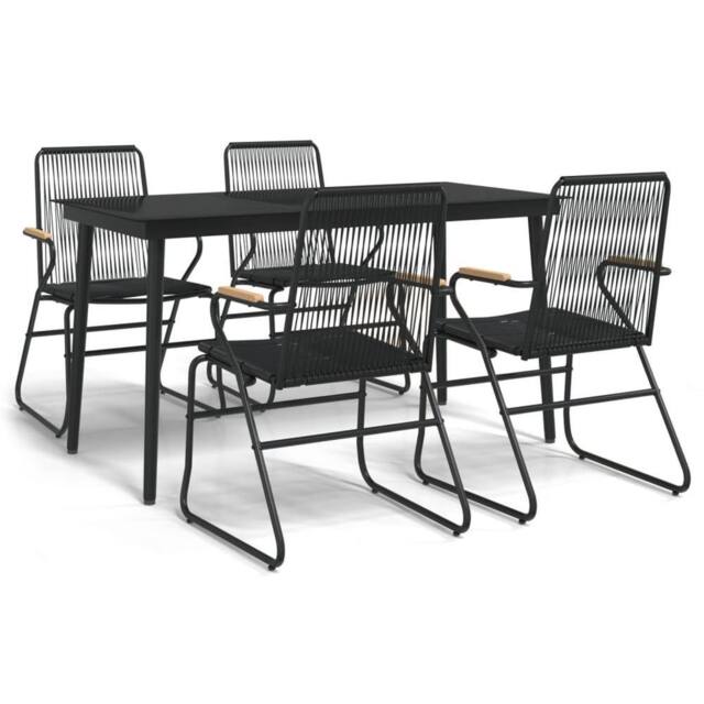 Berkfield Home 5 Piece Garden Dining Set Black PVC Rattan - image 1