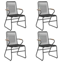 Berkfield Home 5 Piece Garden Dining Set Black PVC Rattan - thumbnail 4