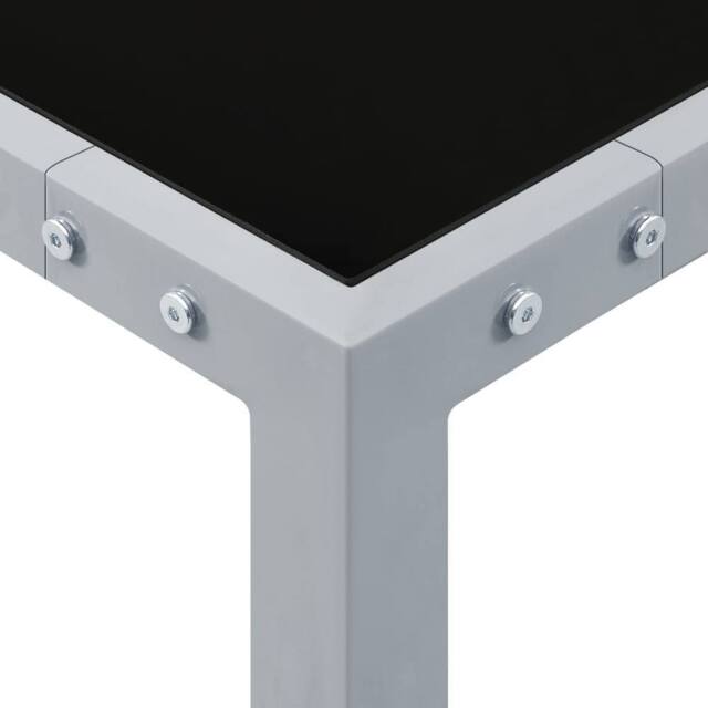 Berkfield Home Garden Table 130x130x72 cm Grey Steel & Glass - Size: 130 x 130 x 72 cm - image 1