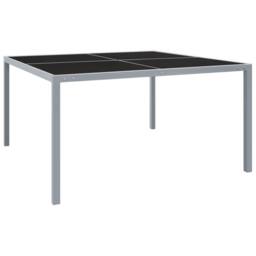Berkfield Home Garden Table 130x130x72 cm Grey Steel & Glass - Size: 130 x 130 x 72 cm - thumbnail 2