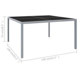 Berkfield Home Garden Table 130x130x72 cm Grey Steel & Glass - Size: 130 x 130 x 72 cm - thumbnail 5