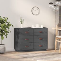 Berkfield Home Sideboard Grey 100x40x75 cm Solid Wood Pine - Size: 100 x 40 x 75 cm