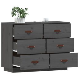 Berkfield Home Sideboard Grey 100x40x75 cm Solid Wood Pine - Size: 100 x 40 x 75 cm - thumbnail 4
